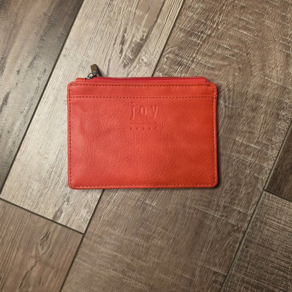 Joy Susan Card Case Wallet Womens OS Orange Good Vegan Leather Slim Zip